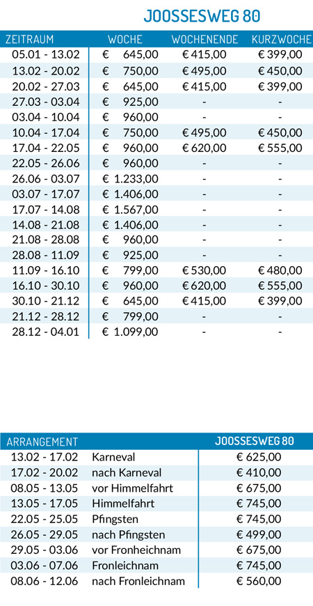 Preisliste 2026