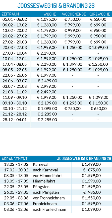 Preisliste 2026