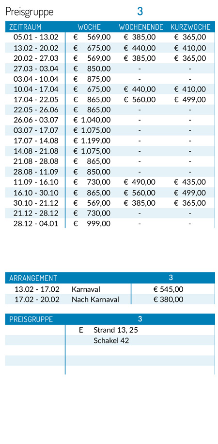 Preisliste 2026