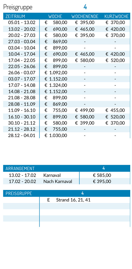 Preisliste 2026