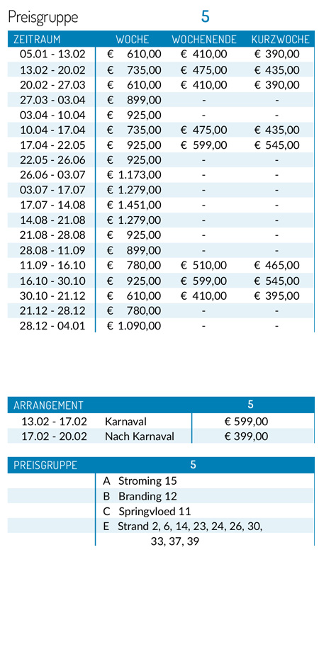 Preisliste 2026