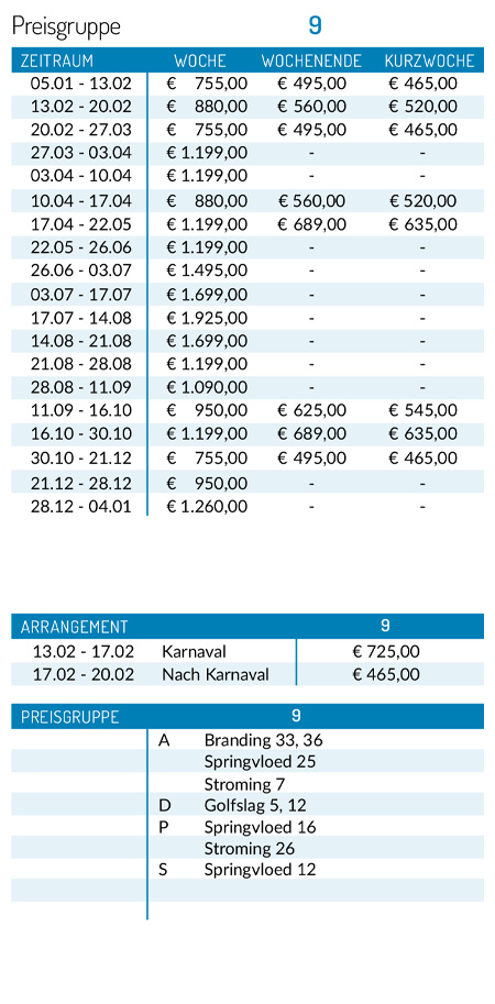 Preisliste 2026