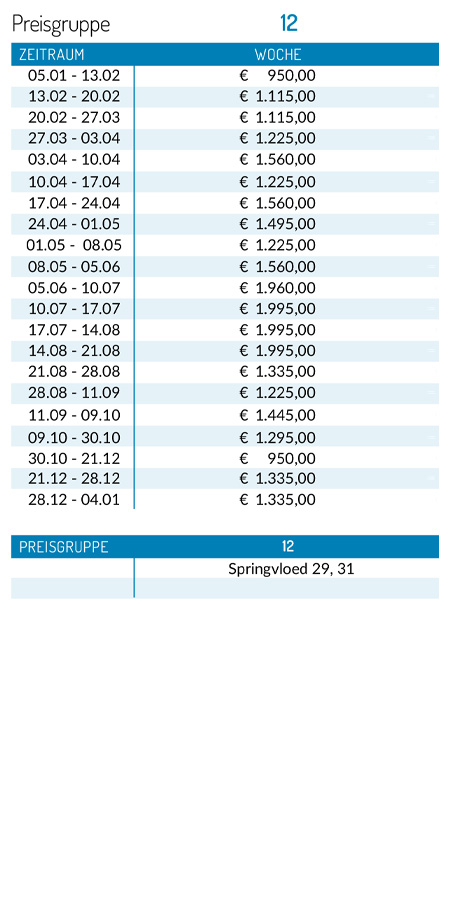 Preisliste 2026
