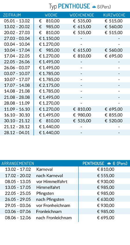 Preisliste 2026