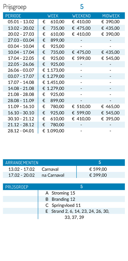 pricelist 2026