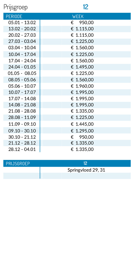 pricelist 2026