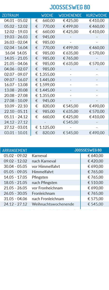 Preisliste 2027