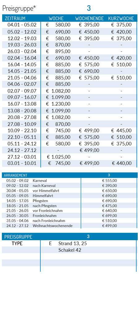 Preisliste 2027
