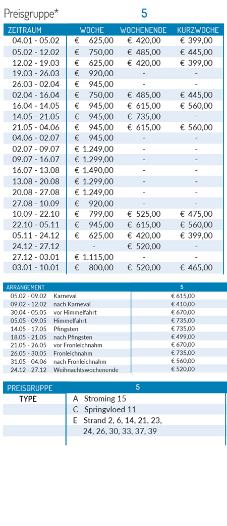 Preisliste 2027