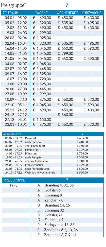 Preisliste 2027