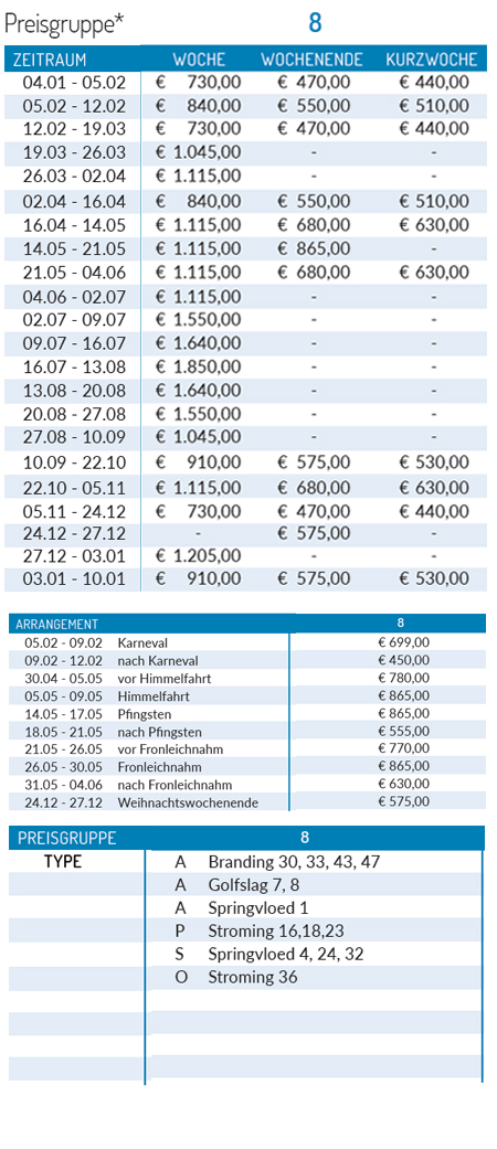 Preisliste 2027