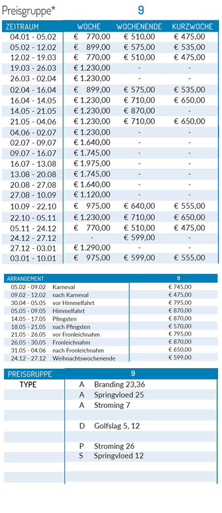 Preisliste 2027