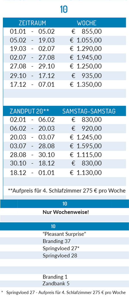 Preisliste 2027