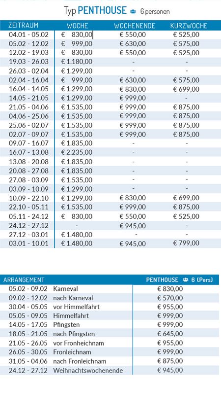 Preisliste 2027