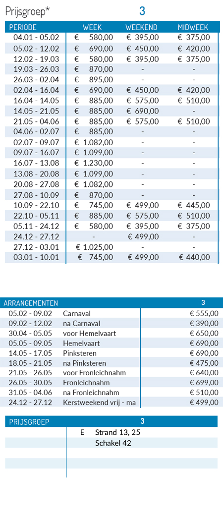 Prijslijst 2027