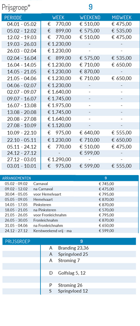 Prijslijst 2027