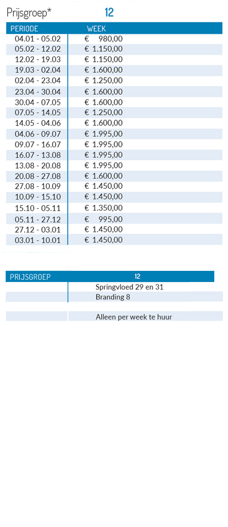 Prijslijst 2027