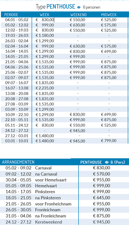 Prijslijst 2027